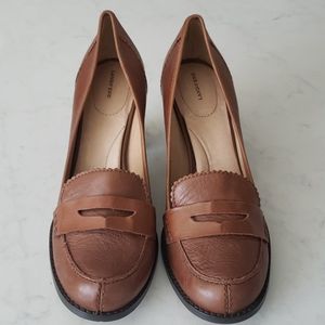 Stacked heel penny loafer
